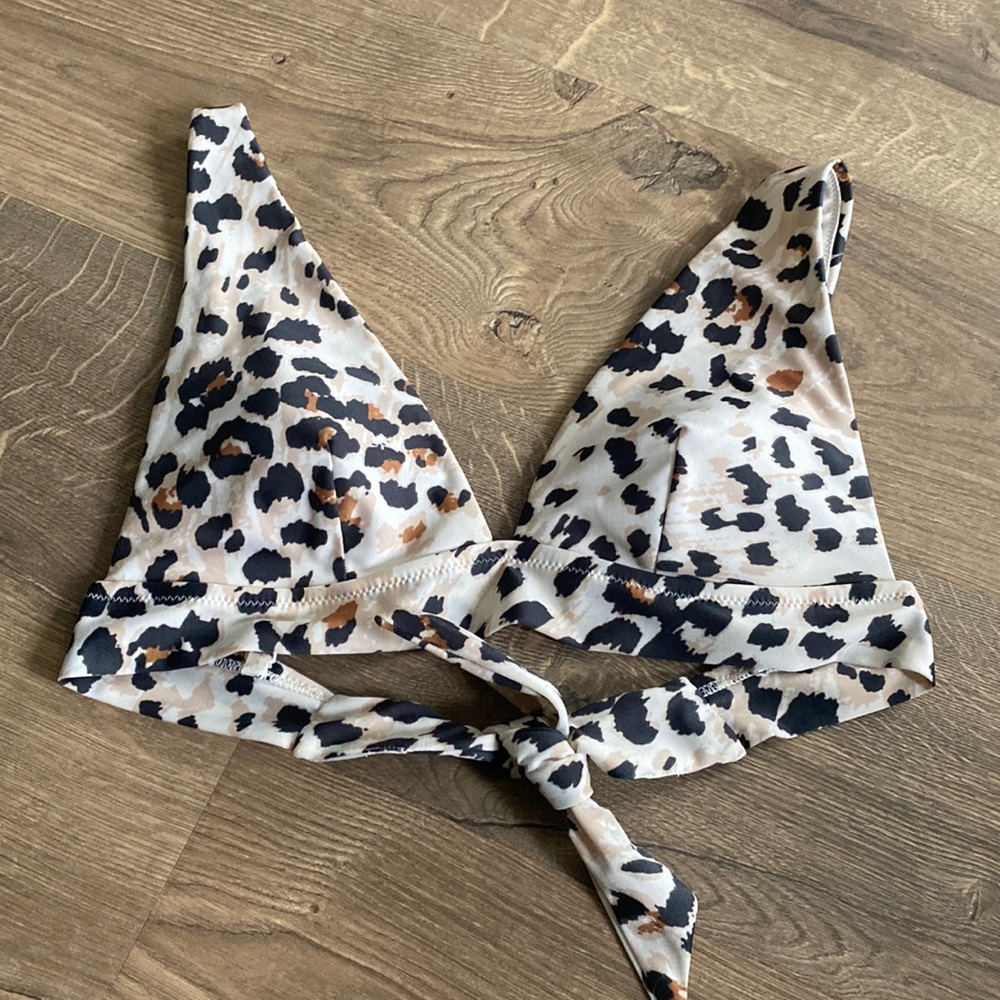 Aerie Longline Triangle Bikini Top - Leopard